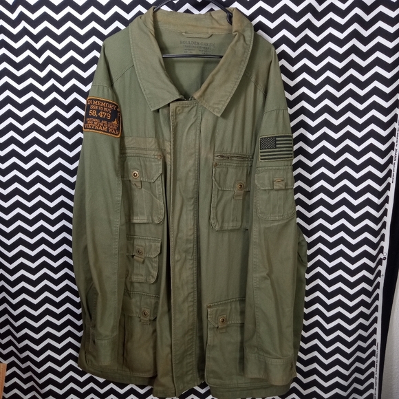 BOULDER CREEK 9 pocket utility jacket military x army plus big tall men 4XL - cr - Picture 2 of 8